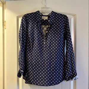 Anthropologie Birds of Paradis By Trovata Button-Down Polka Dot S Lace Peekaboo